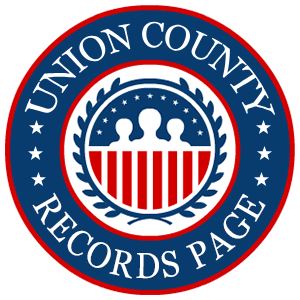 A round, red, white, and blue logo with the words 'Union County Records Page' in relation to the state of New Jersey.